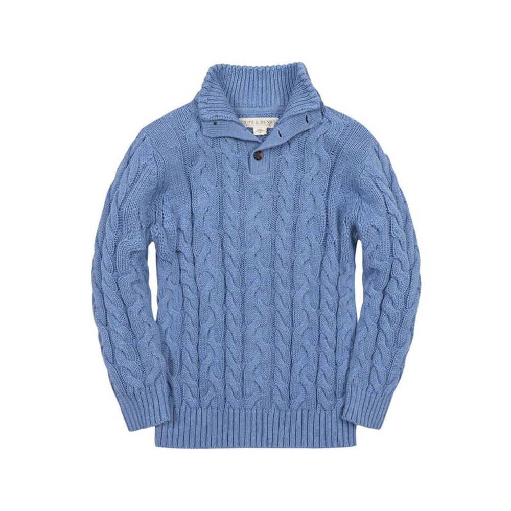 Hope & Henry Boys Organic Mock Neck Cable Sweater